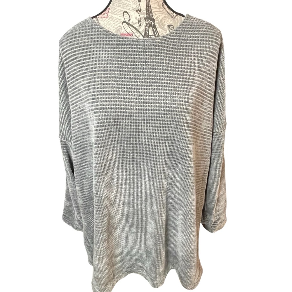 Chenault Gray Boxy 3/4 Sleeve Sweater